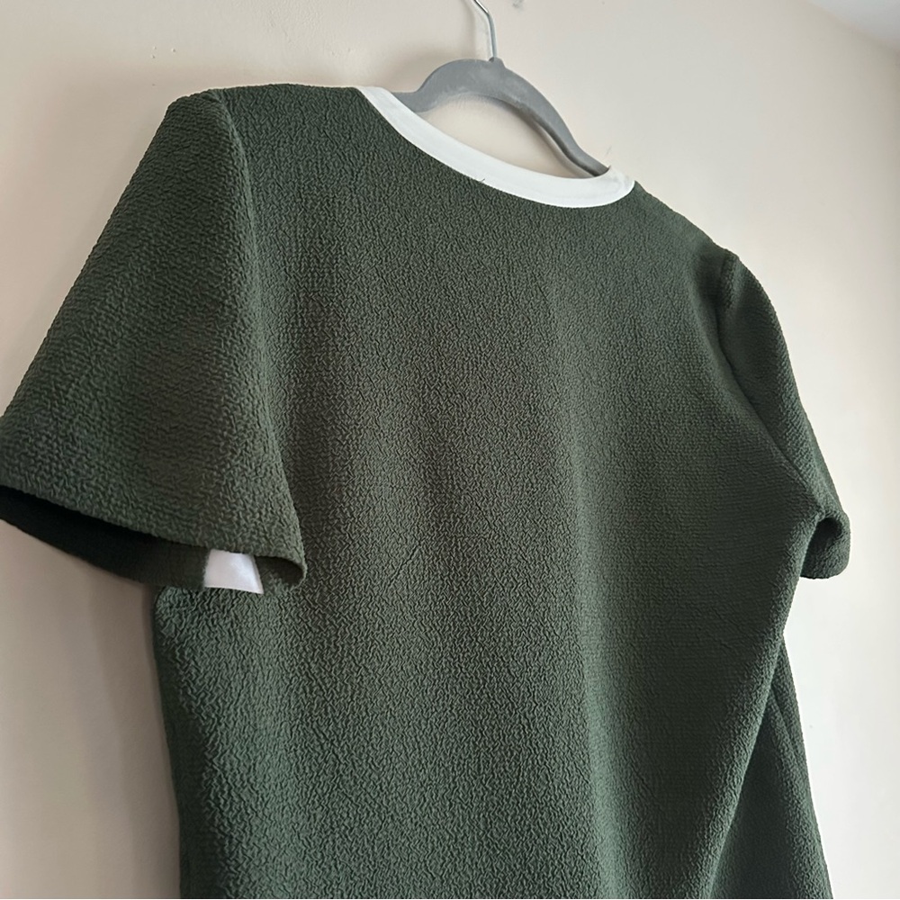 Sandro • Textured Layered Look Shirt Dress in‎ Olive - Picture 8 of 9